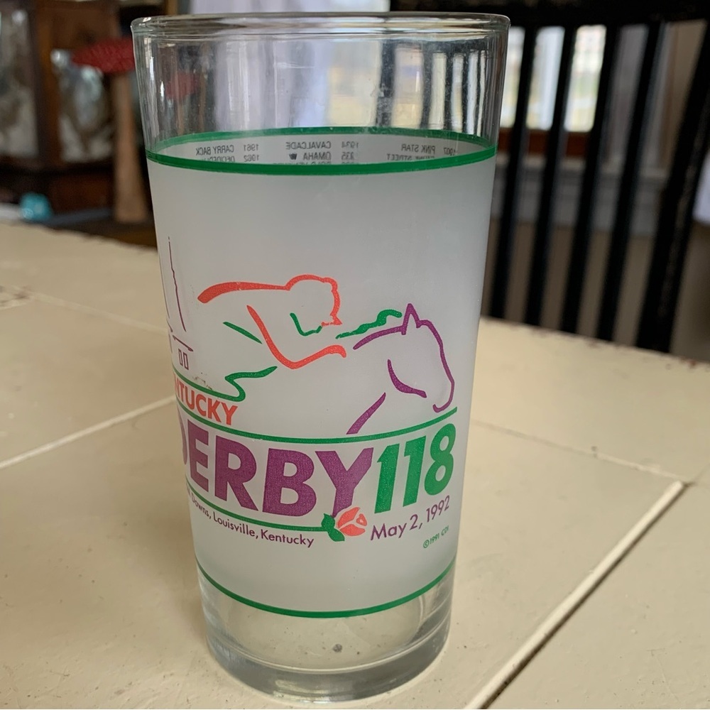 1992 Kentucky Derby Glass Churchill Downs Mint Julep Souvenir Cup Horse Racing